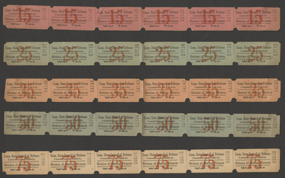 Collection of Connecticut State Council of Defense World War I movie passes