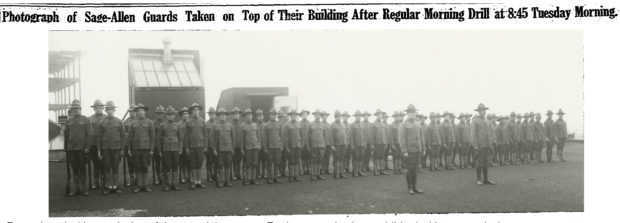 Photograph of Sage-Allen Guards Taken On Top of Their Building After Regular Morning Drill at 8:45 Tuesday Morning