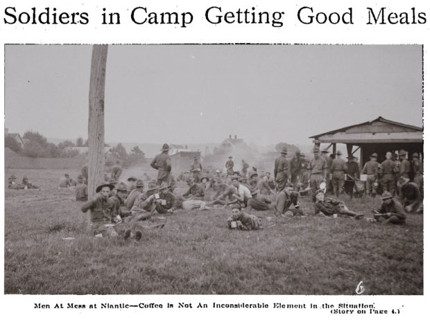 Soldiers in Camp Getting Good Meals