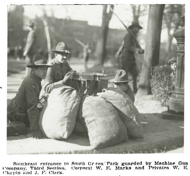 Connecticut Home Guard Machine Gun Company Guarding Entrance To South Green Park