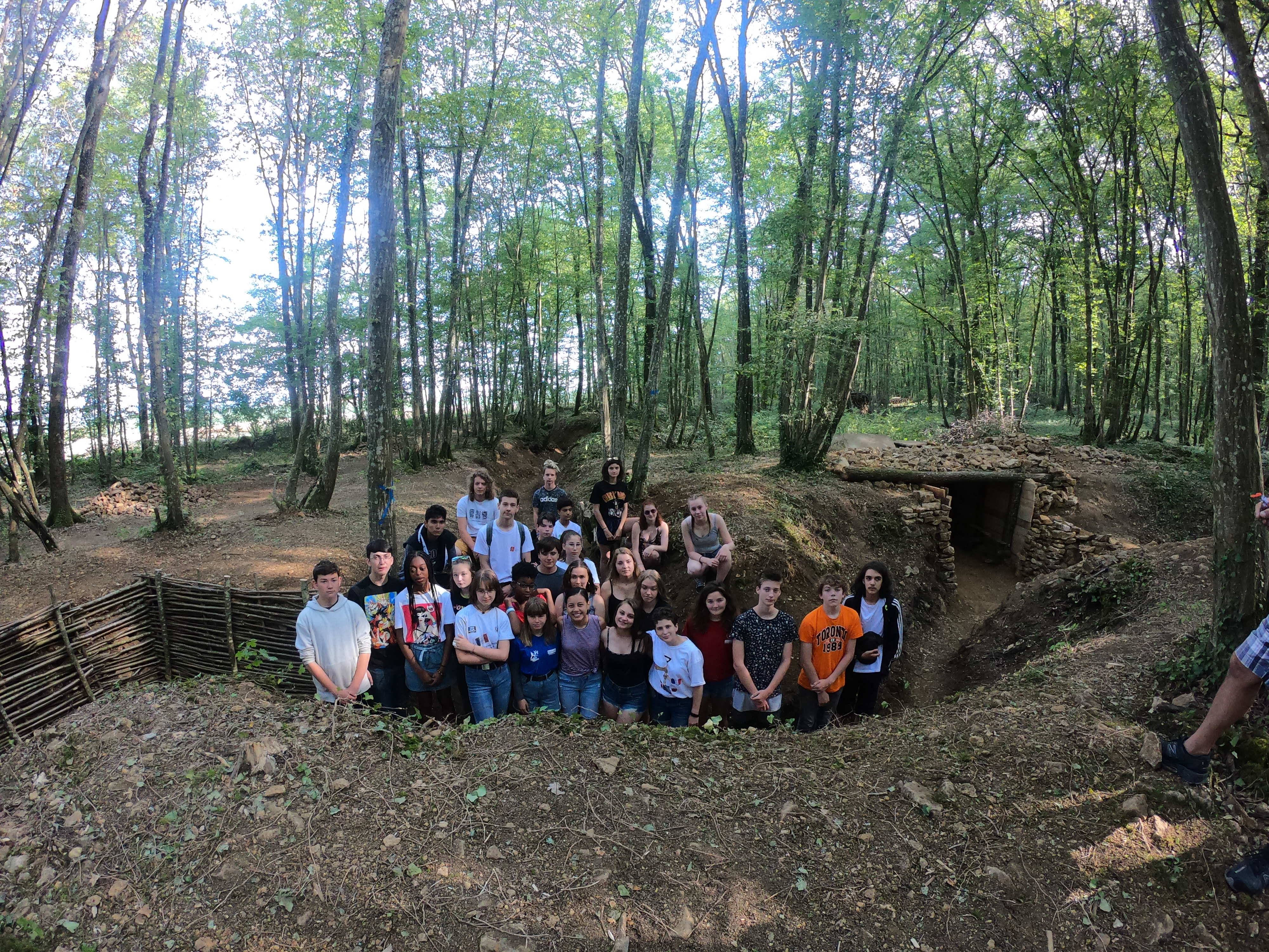 Students in the cleared trench