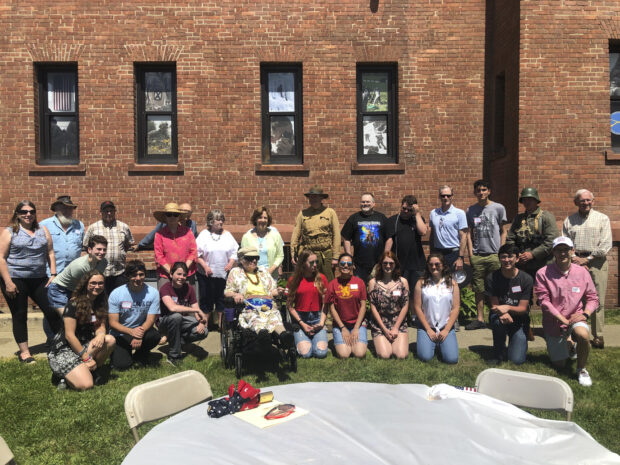 Family Day Students and descendants of 102d soldiers pose for a group photo at the Branford Armory.